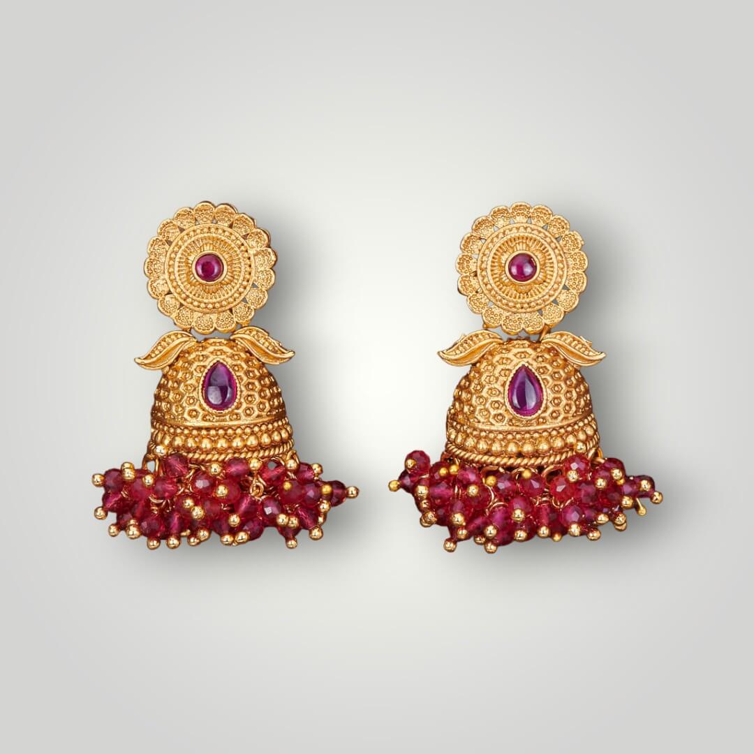 213194 - Antique Matte Gold Plated Jhumki Style Earring