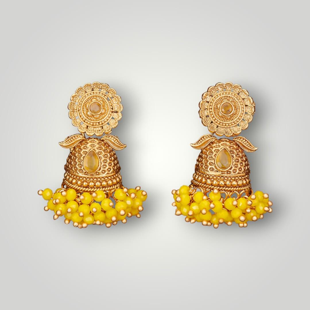 213194 - Antique Matte Gold Plated Jhumki Style Earring