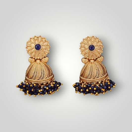 213195 - Antique Matte Gold Plated Jhumki Style Earring