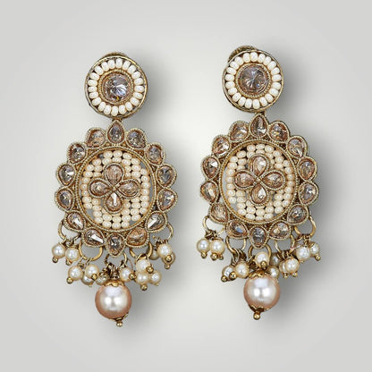 213656 - Antique Mehndi Plated Moti Style Earring
