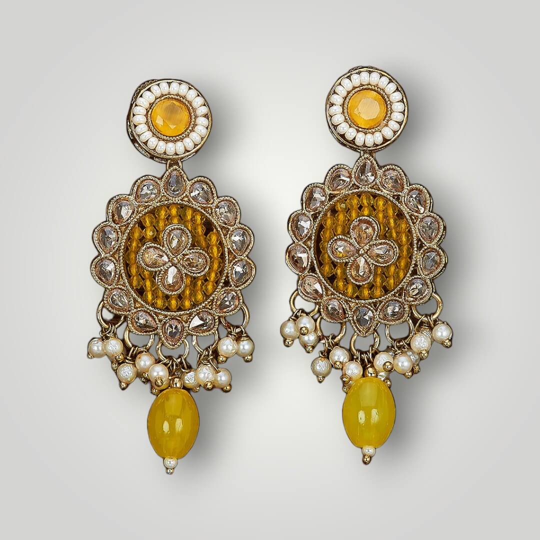 213656 - Antique Mehndi Plated Moti Style Earring