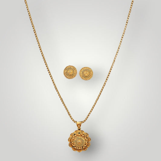 214036 - Antique Matte Gold Plated Delicate Style Pendant Set