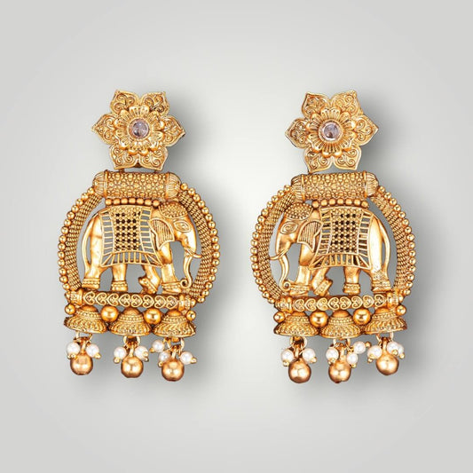 214037 - Antique Matte Gold Plated Classic Style Earring