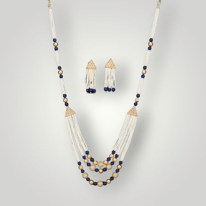 214196 - Antique Gold Plated Moti Style Necklace Set