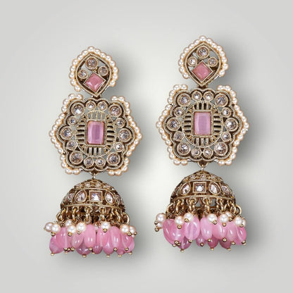 214292 - Antique Mehndi Plated Jhumki Style Earring