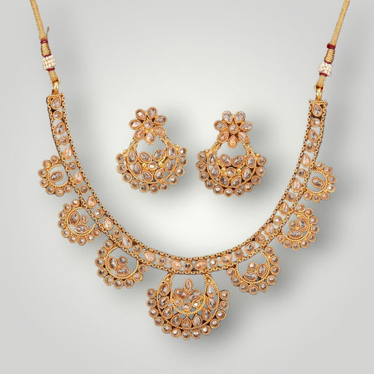 214448 - Antique Gold Plated Classic Style Necklace Set