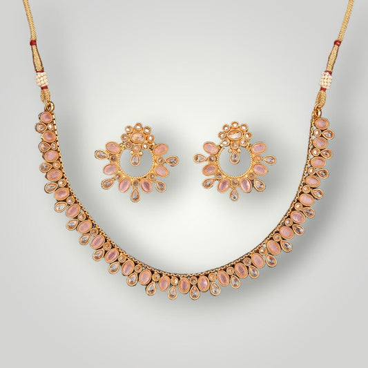 214455 - Antique Gold Plated Delicate Style Necklace Set