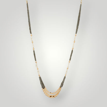 214494 - Antique Gold Plated Mala Bead Style Necklace