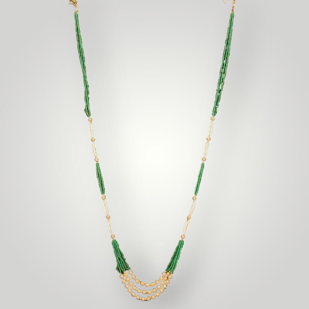 214494 - Antique Gold Plated Mala Bead Style Necklace