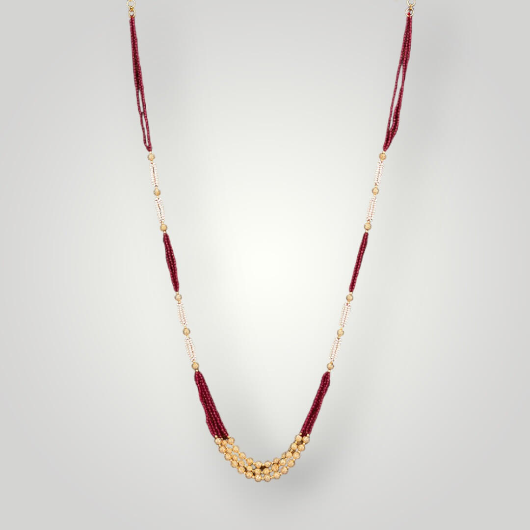 214494 - Antique Gold Plated Mala Bead Style Necklace