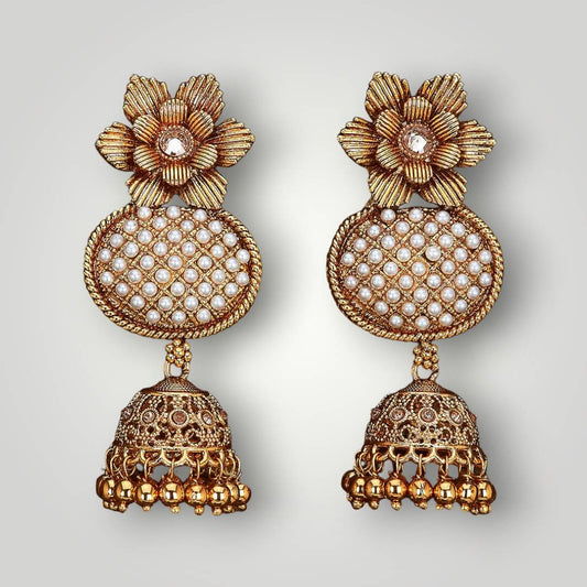 214814 - Antique Gold Plated Jhumki Style Earring