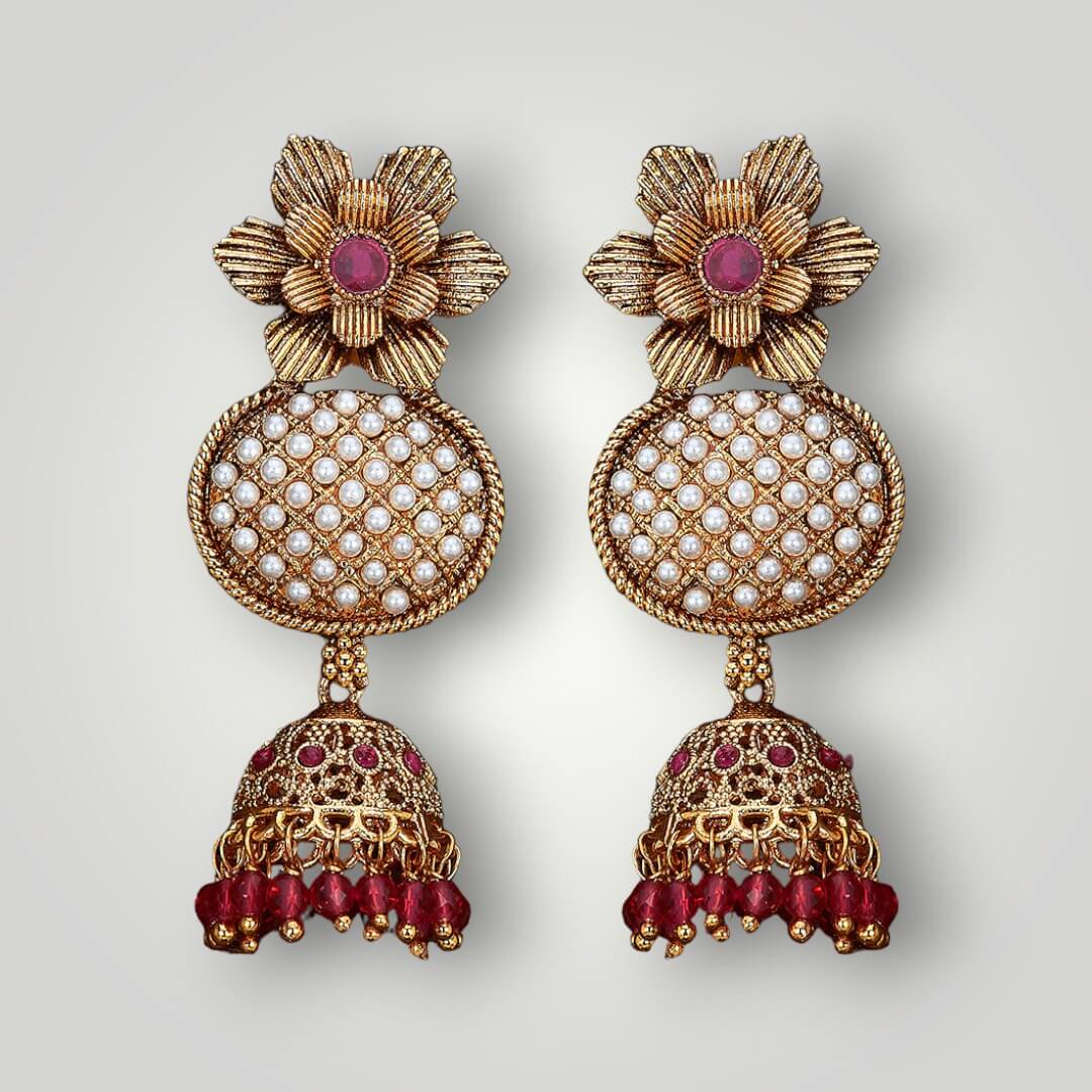 214814 - Antique Gold Plated Jhumki Style Earring
