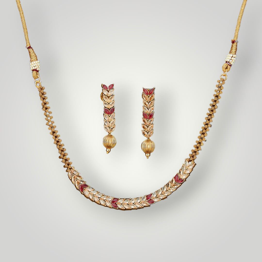 214848 - Antique Gold Plated Delicate Style Necklace Set