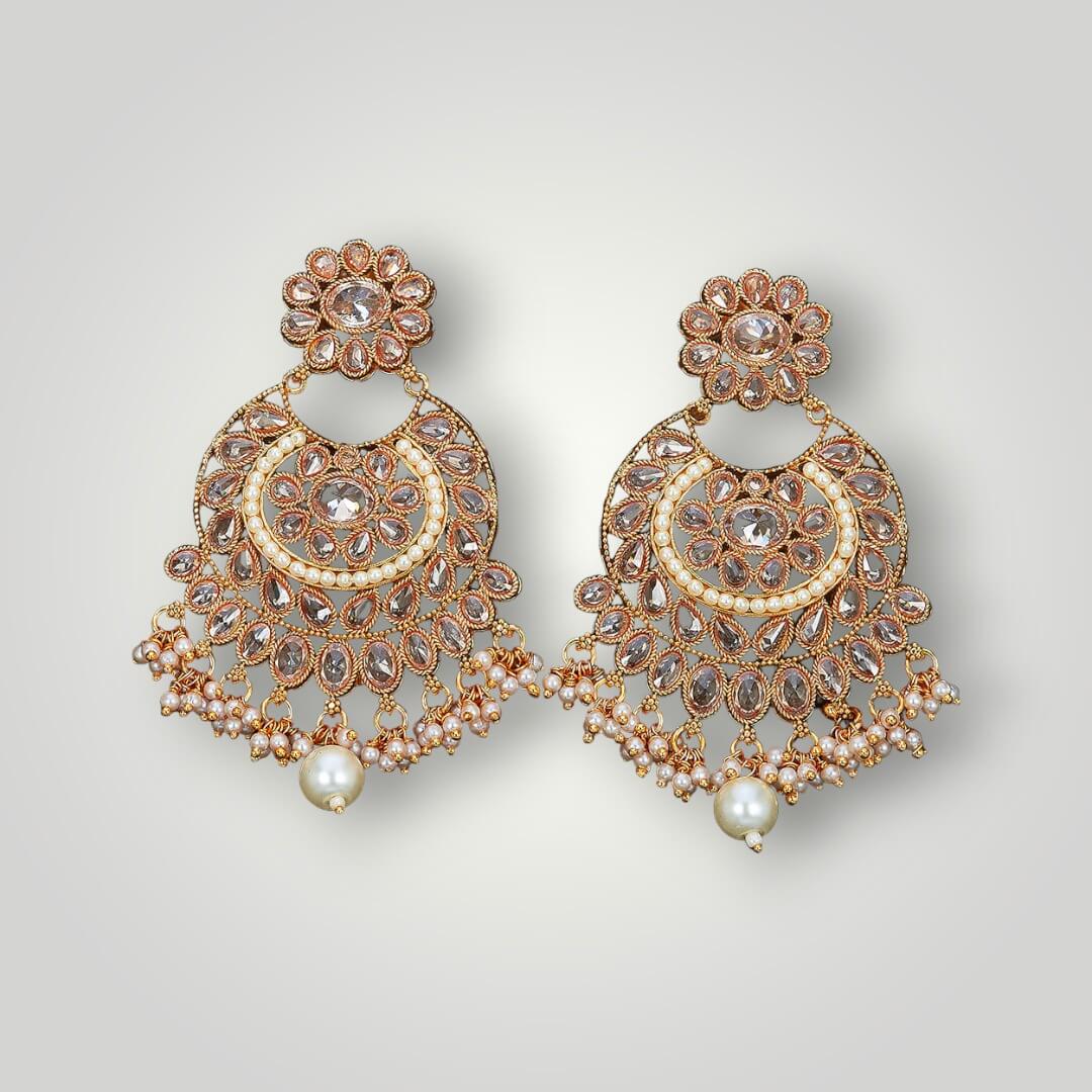 214855 - Antique Gold Plated Chand Style Earring