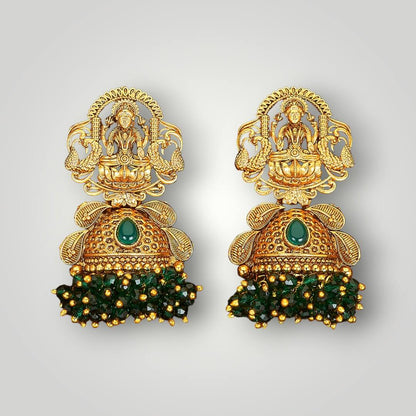 215056 - Antique Matte Gold Plated Jhumki Style Earring