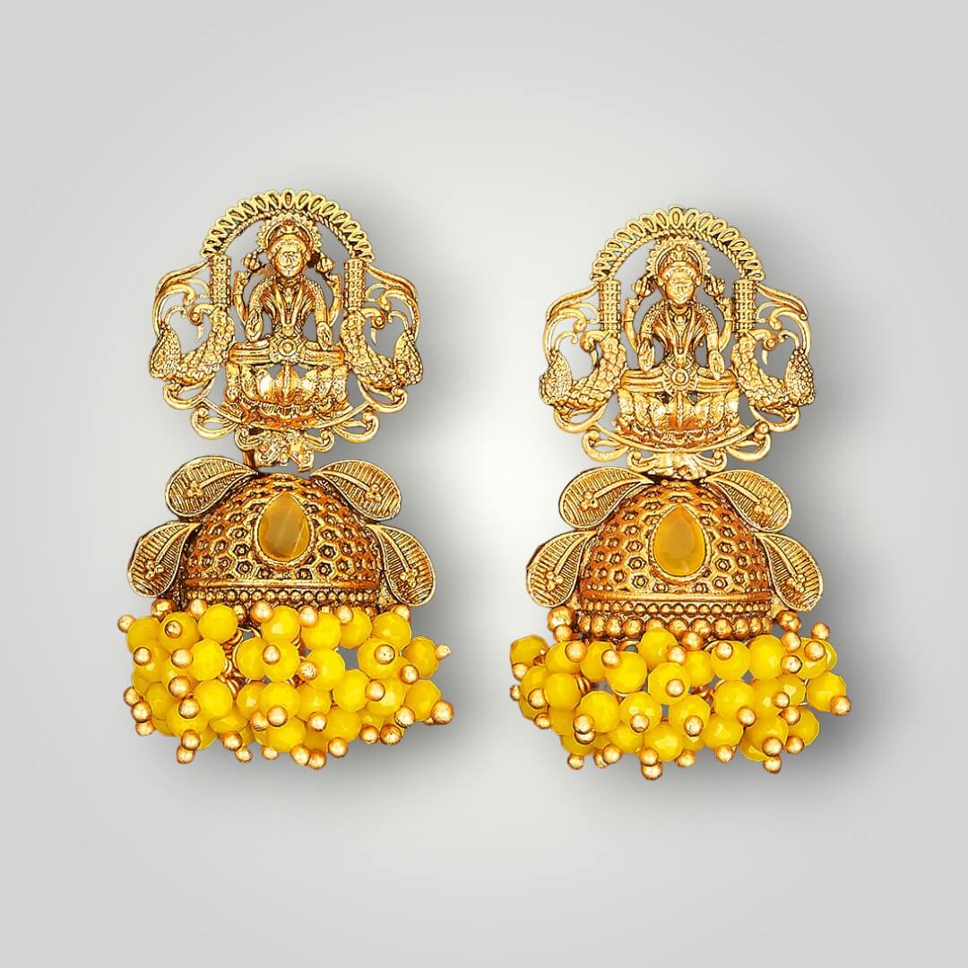 215056 - Antique Matte Gold Plated Jhumki Style Earring
