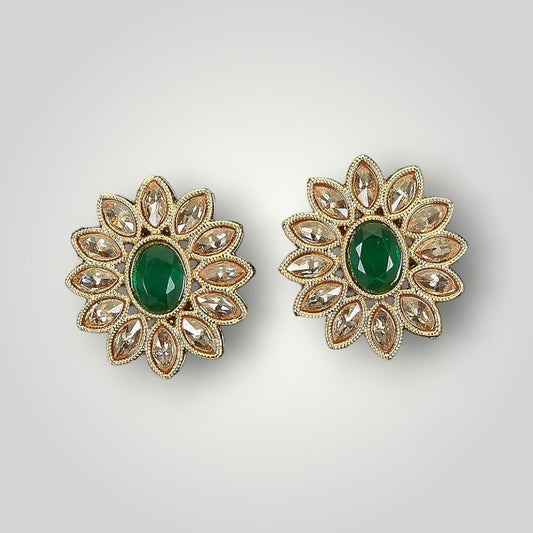 215139 - Antique Mehndi Plated Top/Stud Style Earring