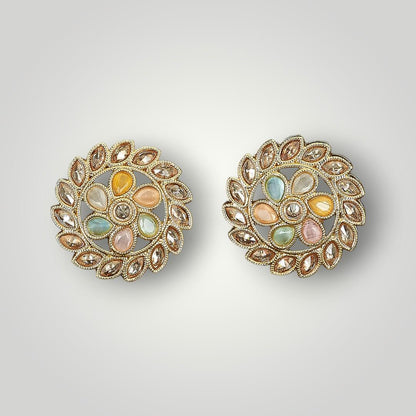 215147 - Antique Mehndi Plated Top/Stud Style Earring