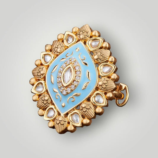 301233 - Kundan Gold Plated Classic Style Finger Ring