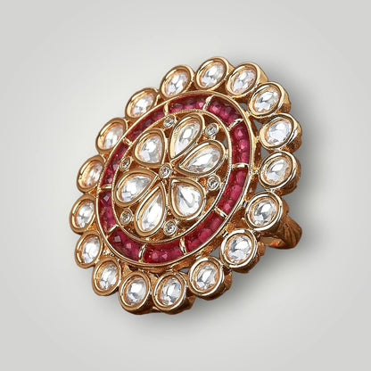 301717 - Kundan Gold Plated Classic Style Finger Ring