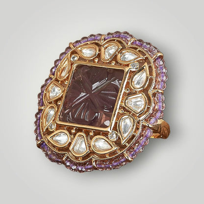 301719 - Kundan Gold Plated Classic Style Finger Ring