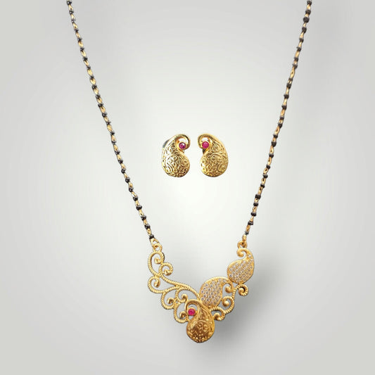 406450 - AD Gold Plated Classic Style Mangalsutra