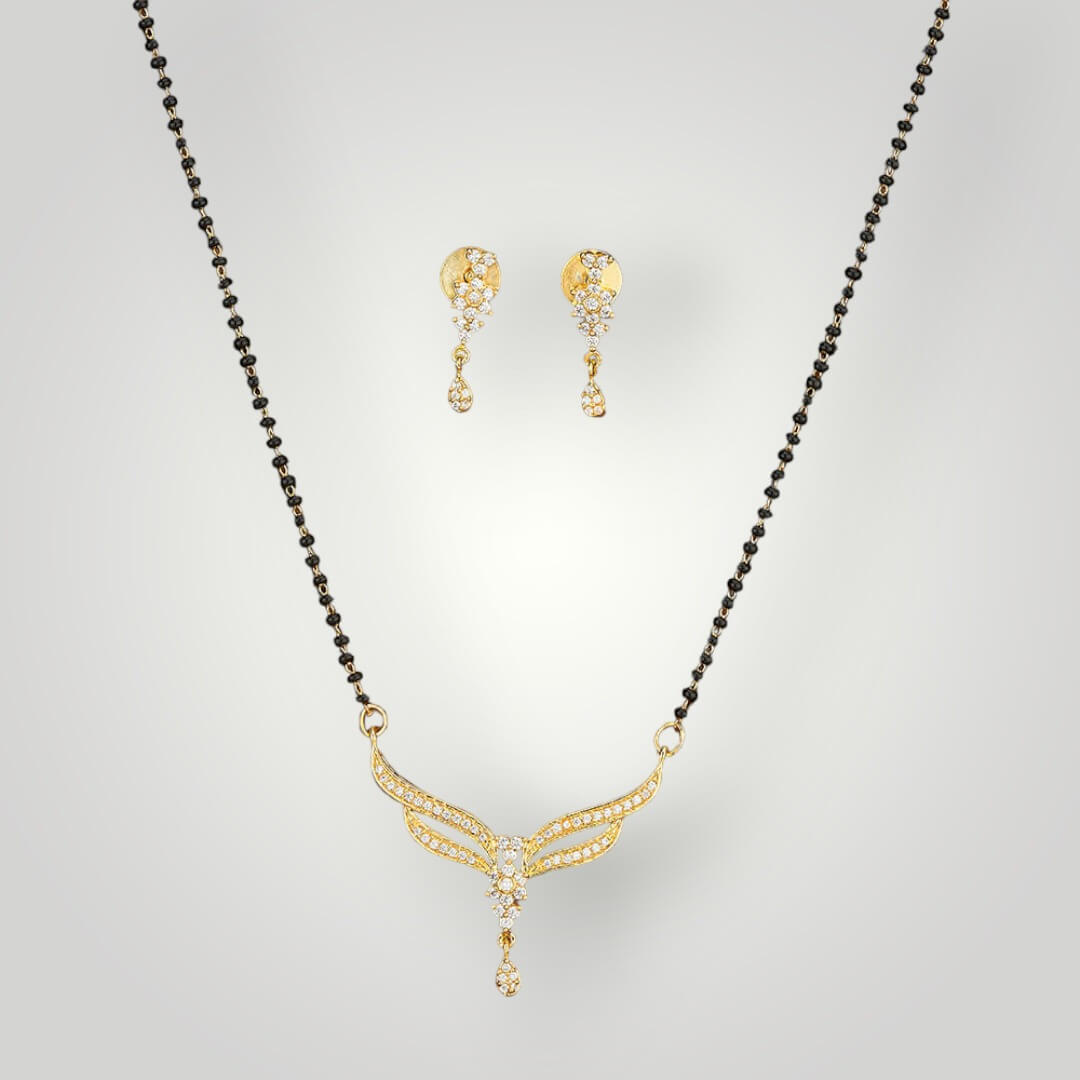 414551 - AD Gold Plated Classic Style Mangalsutra