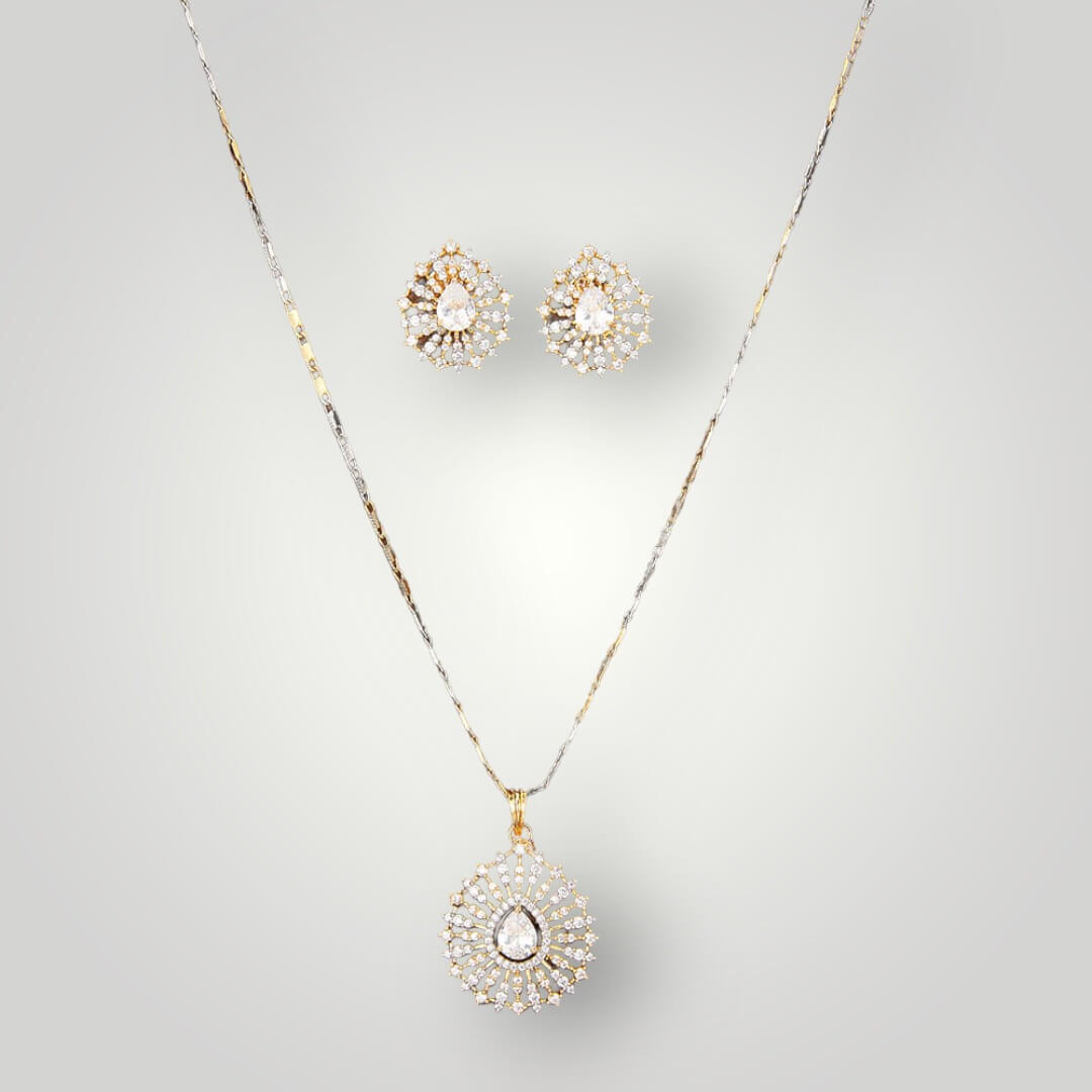 423071 - AD 2-Tone Plated CZ Style Pendant Set