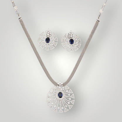 423463 - AD Rhodium Plated CZ Style Pendant Set