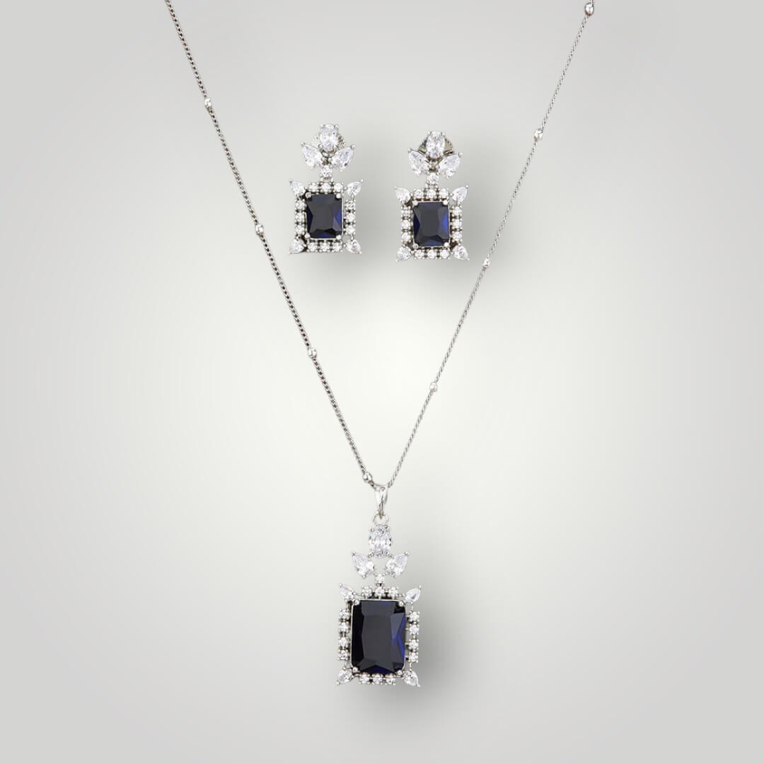 424063 - AD Rhodium Plated CZ Style Pendant Set