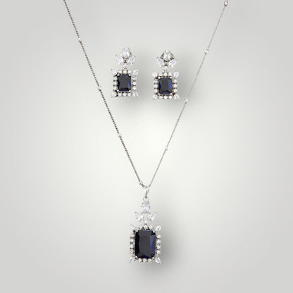 424063 - AD Rhodium Plated CZ Style Pendant Set